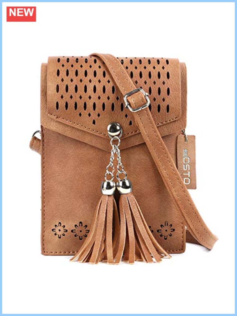 Faux Leather Tassel Crossbody Bag Small Cell Phone Purse for Women